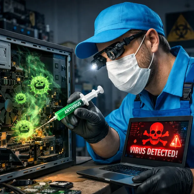 Лечение компьютера от вирусов в Щербинке на дому